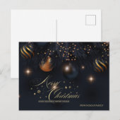 Kerstballen Dennenboom Takken Zwart Feestdagenkaart (Voorkant / Achterkant)