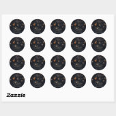 Kerstballen Dennenboom Takken Zwart Ronde Sticker (Vel)