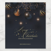 Kerstballen Dennenboom Takken Zwart Wijn Etiket (Enkel label)