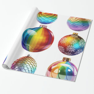 Kerstballen digitale kunst cadeaupapier