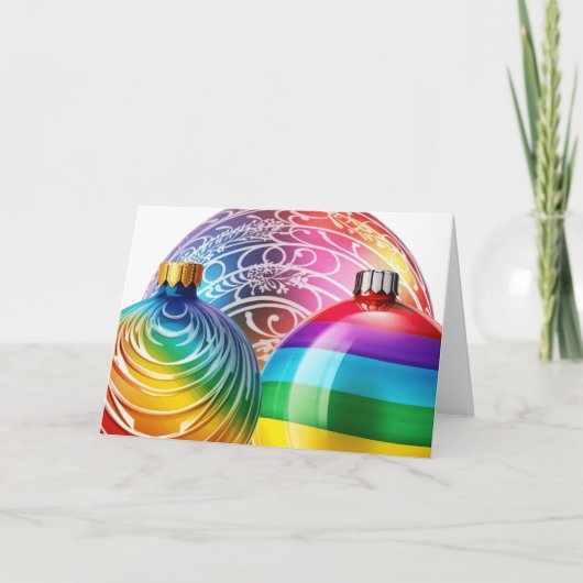 Kerstballen digitale kunst feestdagen kaart (Voorkant)