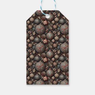 Kerstballen en bloemen, barokkunst cadeaulabel