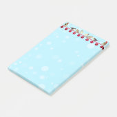 Kerstballen en karolvogels op hemelblauw post-it® notes (Schuin)