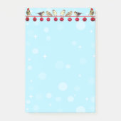 Kerstballen en karolvogels op hemelblauw post-it® notes (Voorkant)