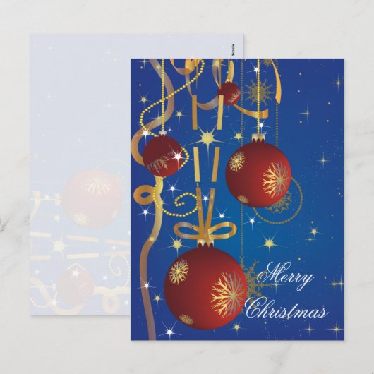 Kerstballen en linten Briefkaart (Voorkant / Achterkant)