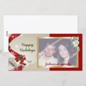 Kerstballen en linten fotokaart feestdagenkaart (Voorkant / Achterkant)