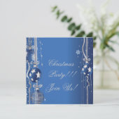 Kerstballen en linten uitnodiging voor het feest (Staand voorkant)