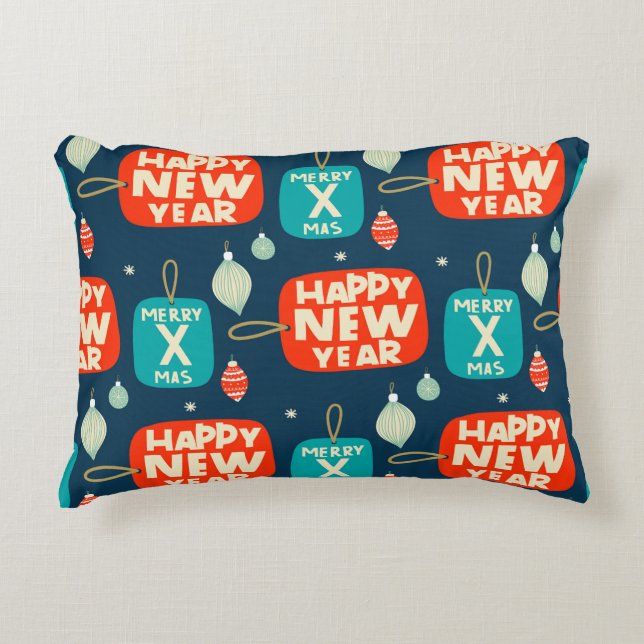 kerstballen en ornamenten  patroon achteraan accent kussen (Voorkant)