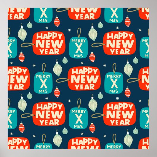 kerstballen en ornamenten  patroon achteraan poster (Voorkant)