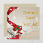 Kerstballen en rode linten uitnodiging (Voorkant / Achterkant)