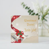 Kerstballen en rode linten uitnodiging (Staand voorkant)