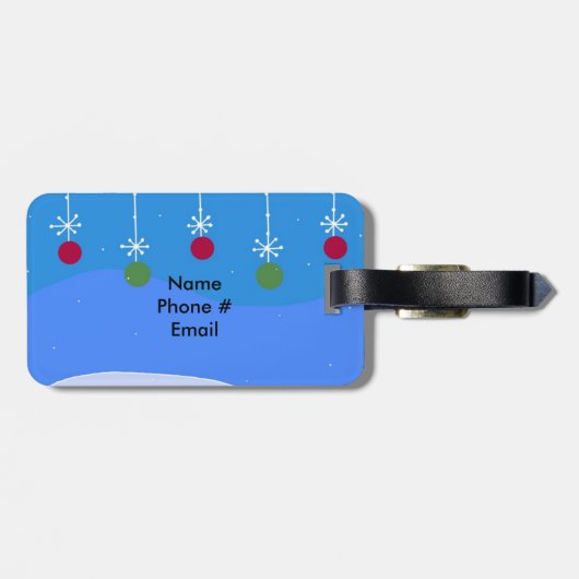 Kerstballen en Snowflakes Bagagelabel (Achterkant horizontaal)