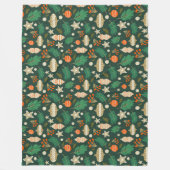 Kerstballen en Winter Bladgroen Fleece Deken (Voorkant)