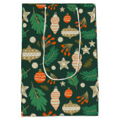 Kerstballen en Winter Bladgroen Medium Cadeauzakje (Achterkant)