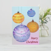 kerstballen feestdagenkaart (Staand voorkant)