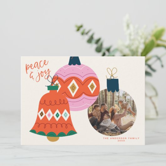 Kerstballen Fotokaart  Kaart (Staand voorkant)