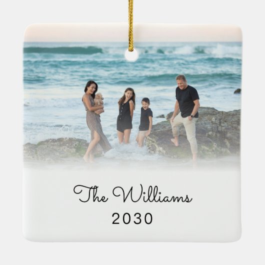 Kerstballen Gepersonaliseerd met Familie Foto Keramisch Ornament (Achterkant)
