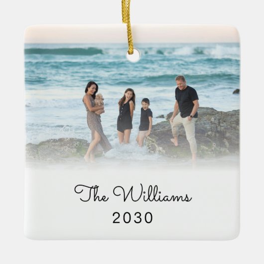 Kerstballen Gepersonaliseerd met Familie Foto Keramisch Ornament (Voorkant)