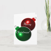kerstballen: glimmend rood en groen met groet feestdagen kaart (Voorkant)