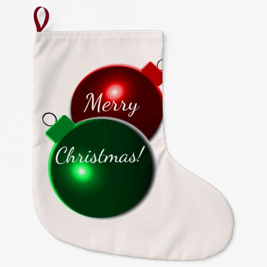 kerstballen: glimmend rood en groen met groet grote kerstsok (Voorkant)