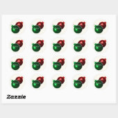 kerstballen: glimmend rood en groen met groet ronde sticker (Vel)