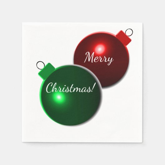 kerstballen: glimmend rood en groen met groet servetten (Voorkant)