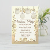 Kerstballen, Gold Corporate Kerstparty Kaart (Staand voorkant)