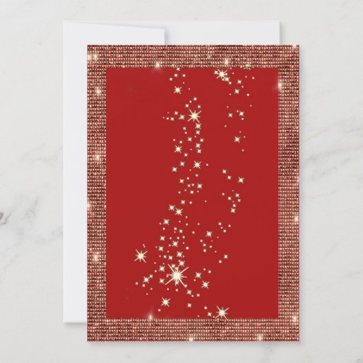 Kerstballen Gold Sequins Lijst Rode Kerst Kaart (Achterkant)