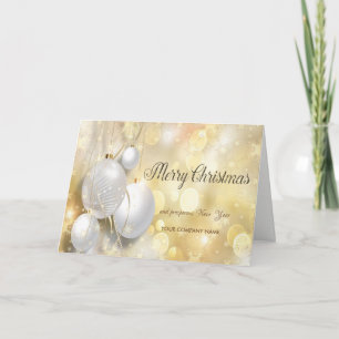 Kerstballen Gold Snowflakes, Company Greeting Feestdagen Kaart