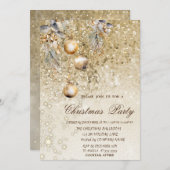 Kerstballen Goud Sequins Kerstmis Party Kaart (Voorkant / Achterkant)