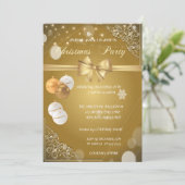 Kerstballen, Gouden Boog, BedrijfsKerstfeest Kaart (Staand voorkant)