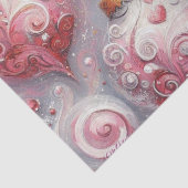 Kerstballen grillige wervelingen roze decoupage tissuepapier (Detail)