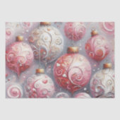 Kerstballen grillige wervelingen roze decoupage tissuepapier (Voorkant)