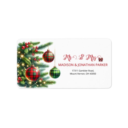 Kerstballen groen & rood geplakt etiket (Voorkant)