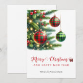 Kerstballen groen & rood geplakt feestdagenkaart (Voorkant / Achterkant)