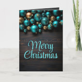 Kerstballen in turquoise feestdagen kaart (Voorkant)