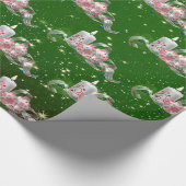 kerstballen, kaarsen Green Holiday Cadeaupapier (Hoek)