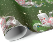 kerstballen, kaarsen Green Holiday Cadeaupapier (Rol Hoek)