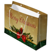 Kerstballen, kaarsje, prettige kerst groot cadeauzakje (Voorkant Gekanteld)