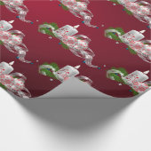 Kerstballen, kaarsrode feestdag cadeaupapier (Hoek)