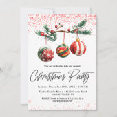 Kerstballen Kerstfeest uitnodiging (Voorkant)