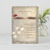 Kerstballen Kerstman Hoed Glitter Kerstfeest Kaart (Staand voorkant)