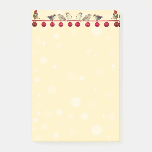 Kerstballen & kerstzang vogels post-it® notes (Voorkant)