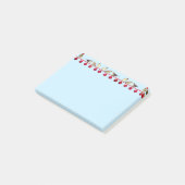 Kerstballen & kerstzangvogels op lichtblauw post-it® notes (Schuin)