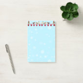 Kerstballen & kerstzangvogels op luchtblauw post-it® notes (Kantoor)