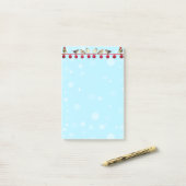 Kerstballen & kerstzangvogels op luchtblauw post-it® notes (Op bureau)