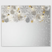Kerstballen, Koord lichten, Snowflakes, Vakantie Cadeaupapier (Vlak)