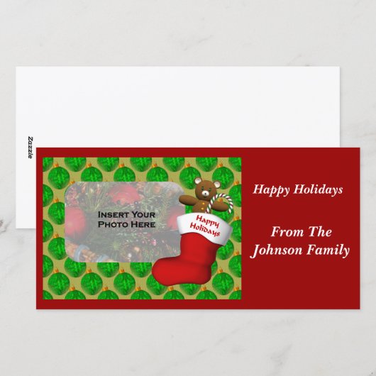 Kerstballen Kous Kerst Foto Kaart (Voorkant / Achterkant)