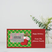 Kerstballen Kous Kerst Foto Kaart (Staand voorkant)