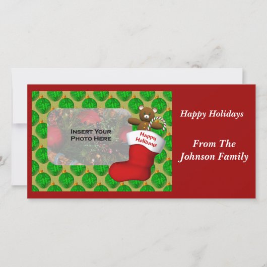 Kerstballen Kous Kerst Foto Kaart (Voorkant)
